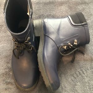 Navy blue rain boots